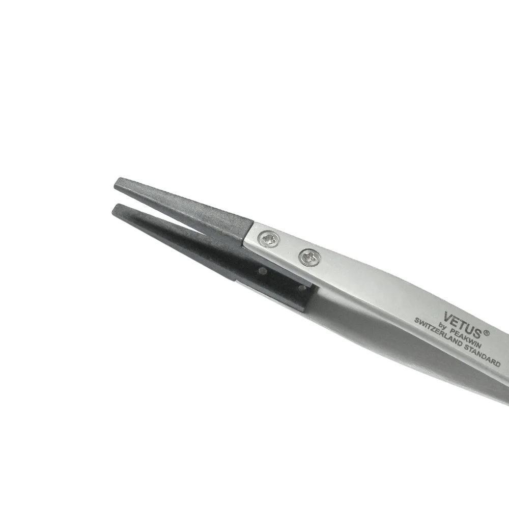 Custom Logo VETUS ESD 2A Dental Forceps Exchangeable Head Tweezers Hand Tool Pincettte Anti-static Tip Tweezer Factory Tweezers