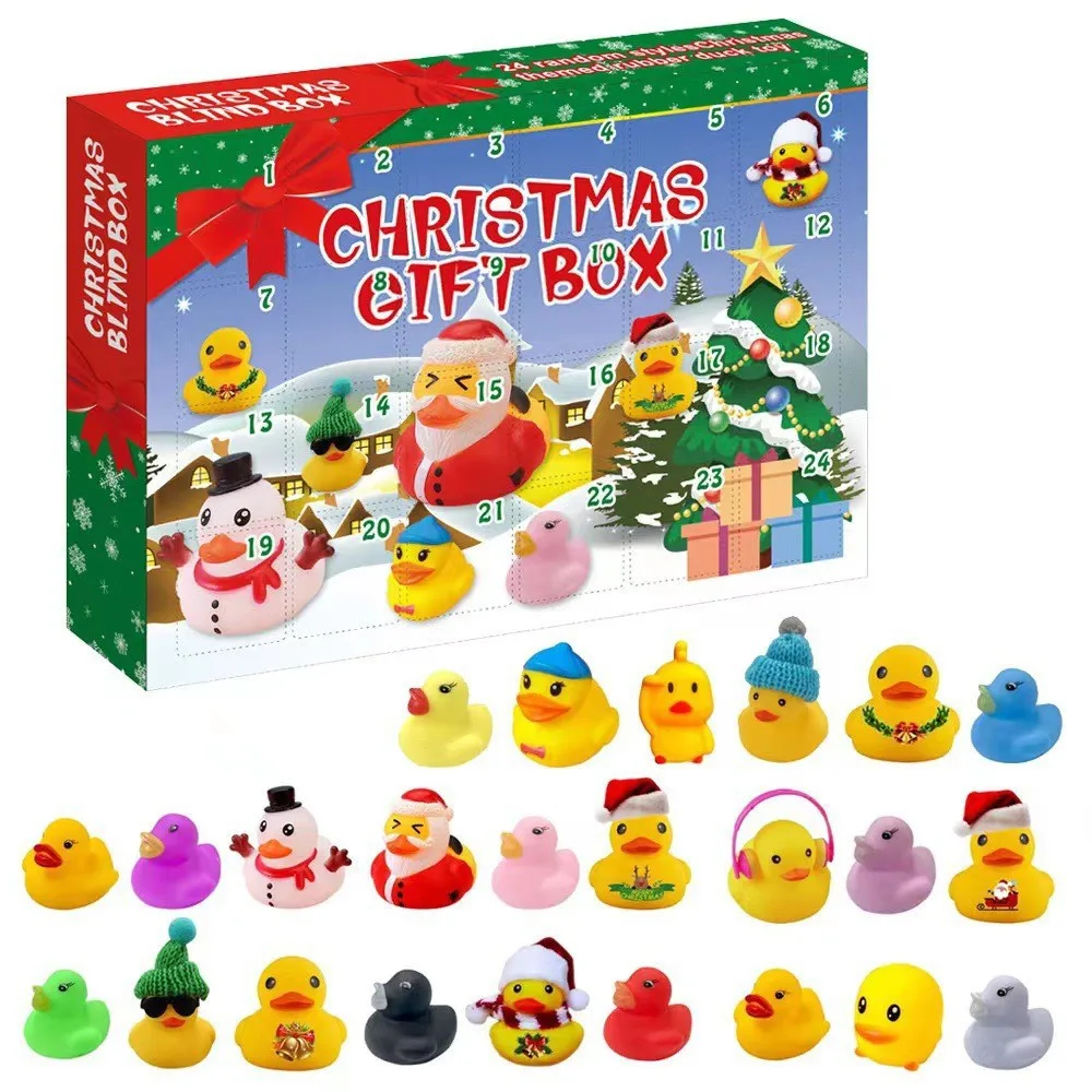 Cross-border Christmas Countdown Vinyl Duck Blind Box Christmas Advent Calendar Little Yellow Duck Toy Gift Set