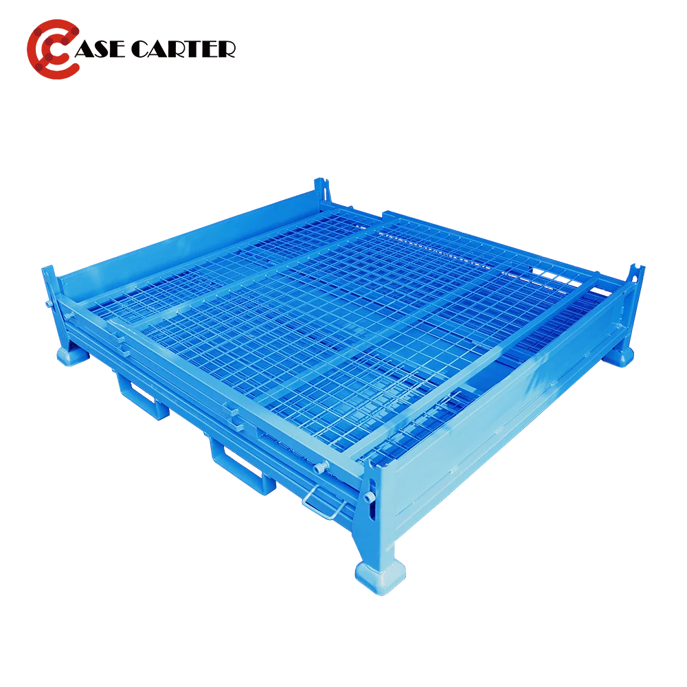 CASE CARTER OEM  Foldable Steel Turnover Box Storage 800mm*1200mm Container Metal Cage Pallet Used with Forklift