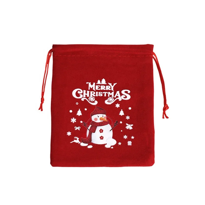 Fashion Fine Jewelry Packing Red Christmas Gift Bag Set Drawstring Christmas Party Candy Velvet Bag