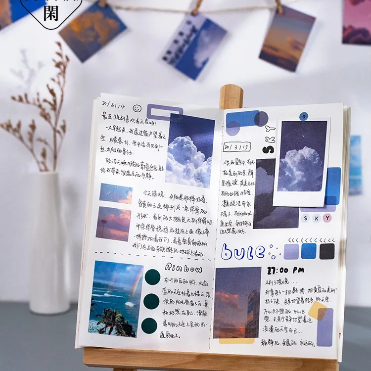 50 sheets each sticker book sky island series romantic scenery handbook material decoration 6 models