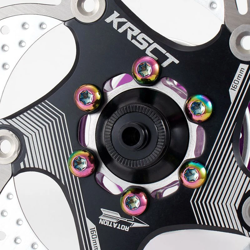 KRSEC 12PCS M5*10mm MTB Bike Disk Brake Rotor Bolts/Boxed T25 Torx Head Mountain Bicycle Brake Rotor Screws Cycling Parts