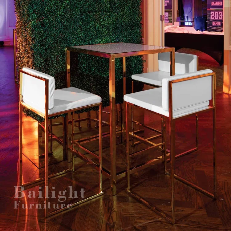 Golden metal frame green velvet party rental night club luxury bar stool