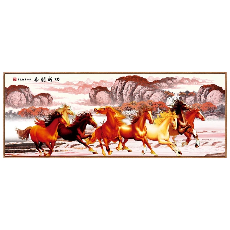 
Horse oil painting wall art decor painting 8 horses painting for home decoration 