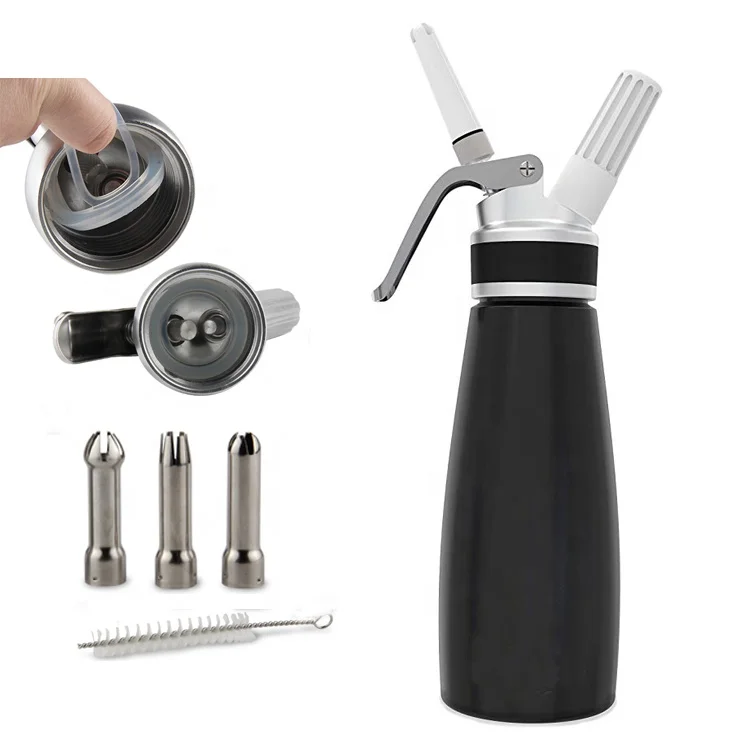 
Wholesale aluminum 1 Pint whip cream dispenser with rubber metal top and decorative nozzles and brush,dessert tools whipper 
