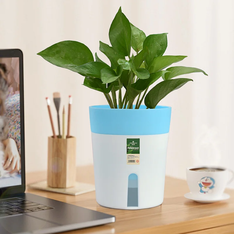 Deepbang Indoor Circular Self Watering Pot Office Plant Pots Self Watering China-make High Quality Wholesale Self Watering Pot