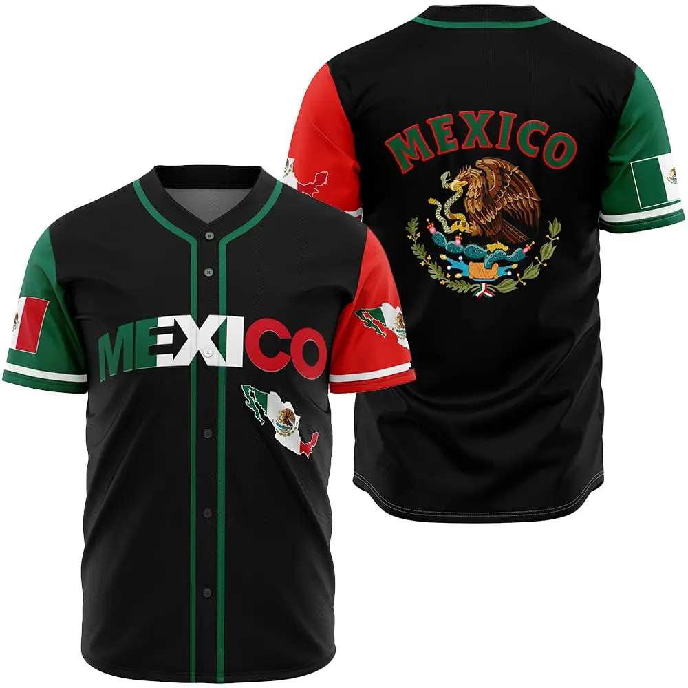 Jersey Shirts Mexican Flag Baseball Jerseys Sports Shirt 2023 NEW Men's Mexico Eagle Mexico Baseball Button Down OEM Service