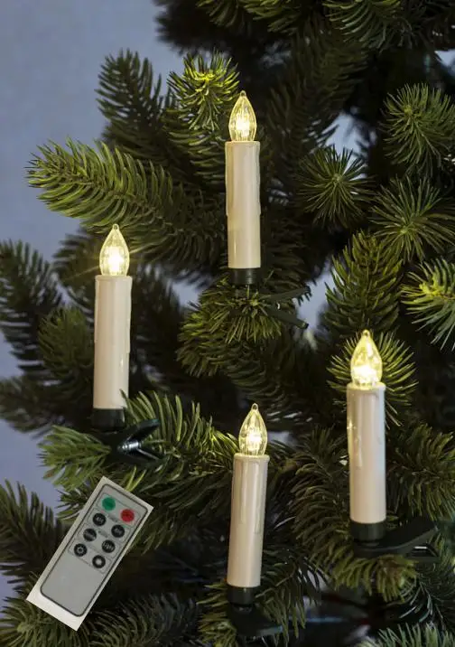 Set of 10  indoor battery operated flameless plastic wireless led candles with remote