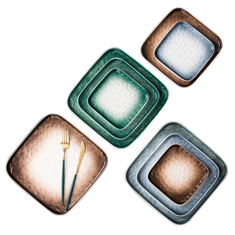 Hot sale 8 inch ceramic square dinner plates porcelain plate for restaurant