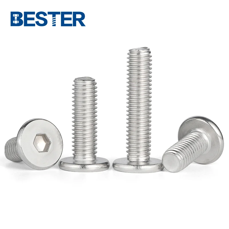 Din6912 Stainless Steel hex ultra-thin oblique edge flat corner chamfer round head furniture wafer socket screw