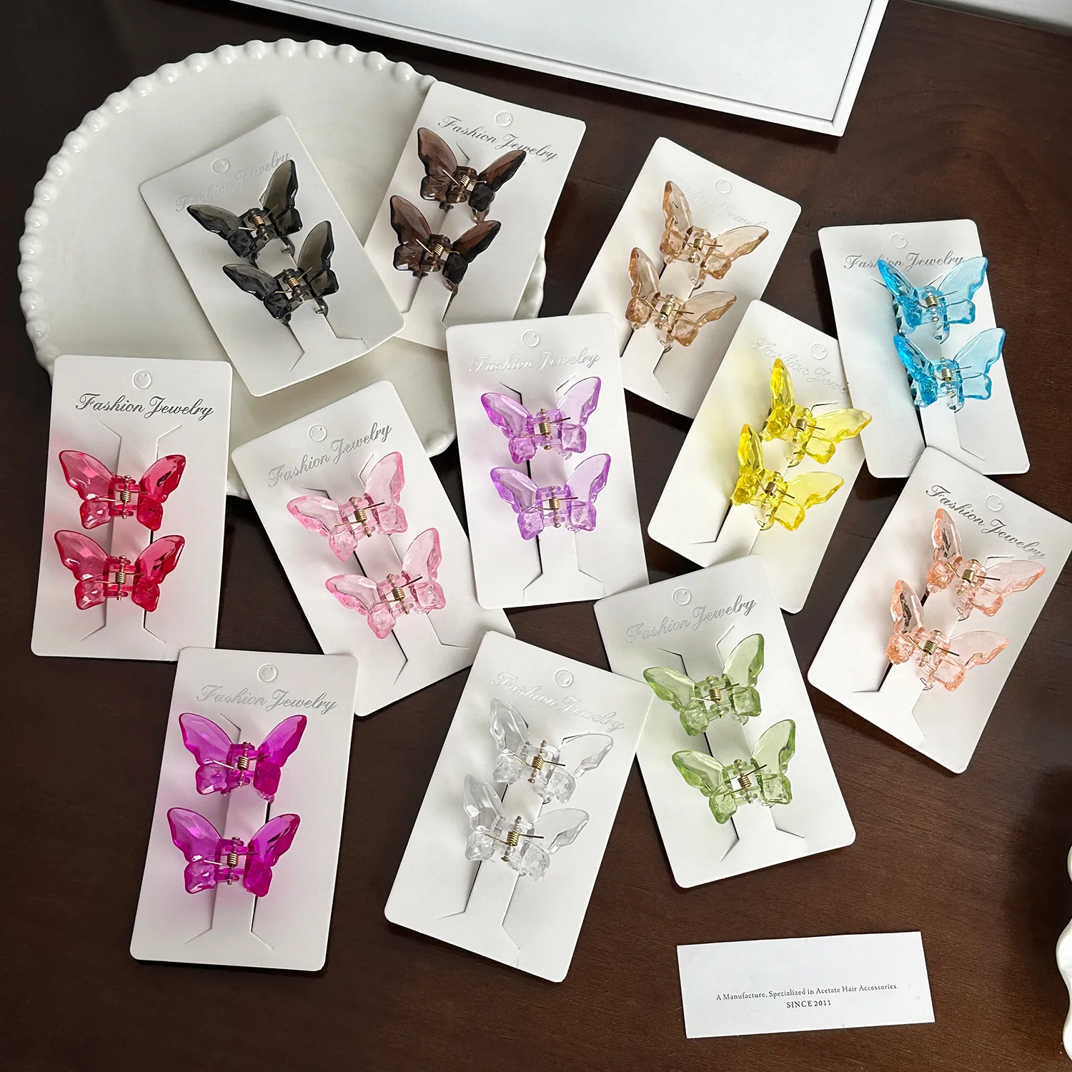 Fanyue Transparent Jelly Butterfly Bobby Pin Resin Butterfly Hair Claw Clips 2Pcs/Set 2024