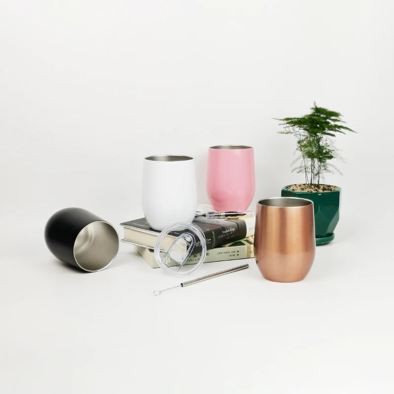 Custom Logo Vacuum Metal Stainless Steel Blanks Egg Shaped Wine Tumbler for Sublimation