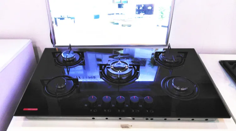 2020 Hot sale home kitchen stove 5 burner built-in tempered glass for gas stove