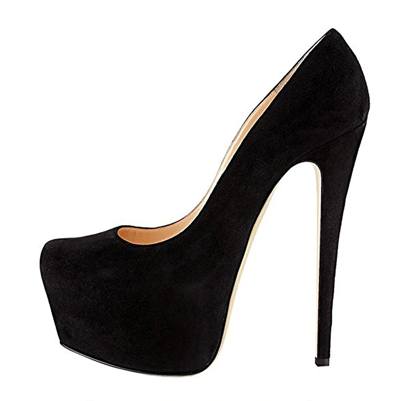 Hot selling fashion ladies suede platform shoes high heel Velvet shoes thin heel pumps large size 35-47
