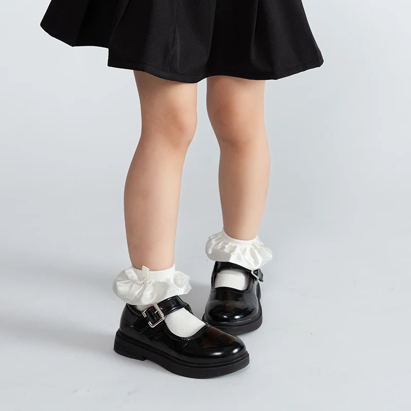 Новинка, весенние детские носки, милые детские атласные кружевные хлопковые носки для девочек с кружевным бантом и мягкой отделкой, короткие носки для маленьких девочек