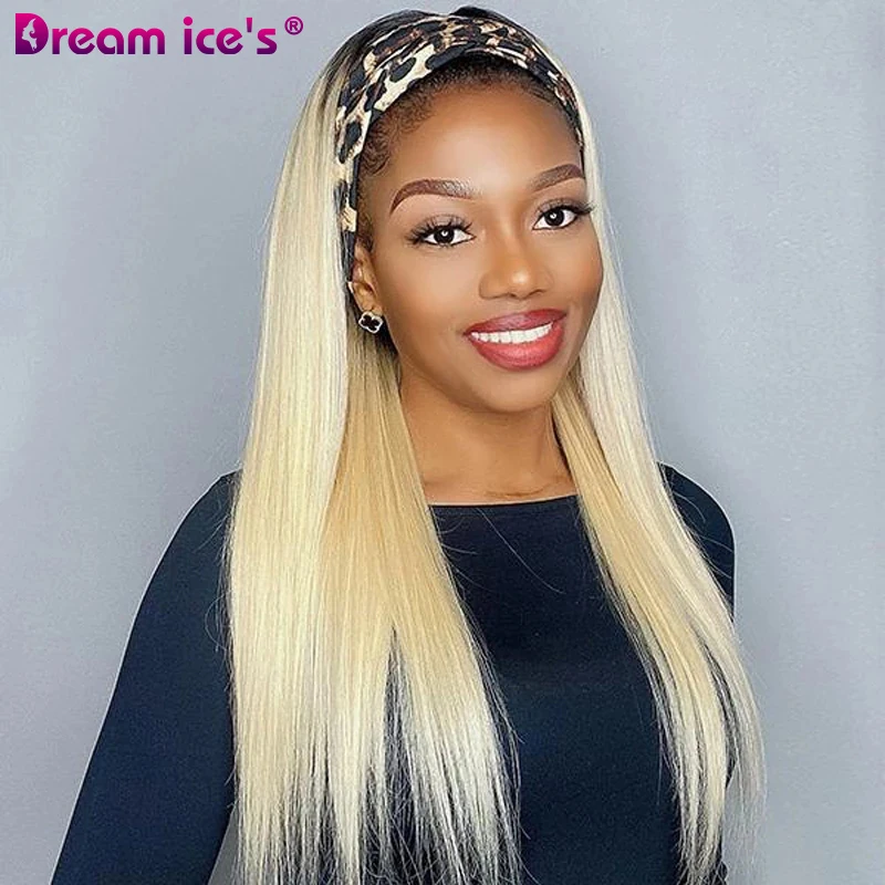 Wholesale 150% Density 613 Honey Blonde Brazilian Straight Human Hair Headband Wigs Glueless Pre Plucked Remy For Black Women