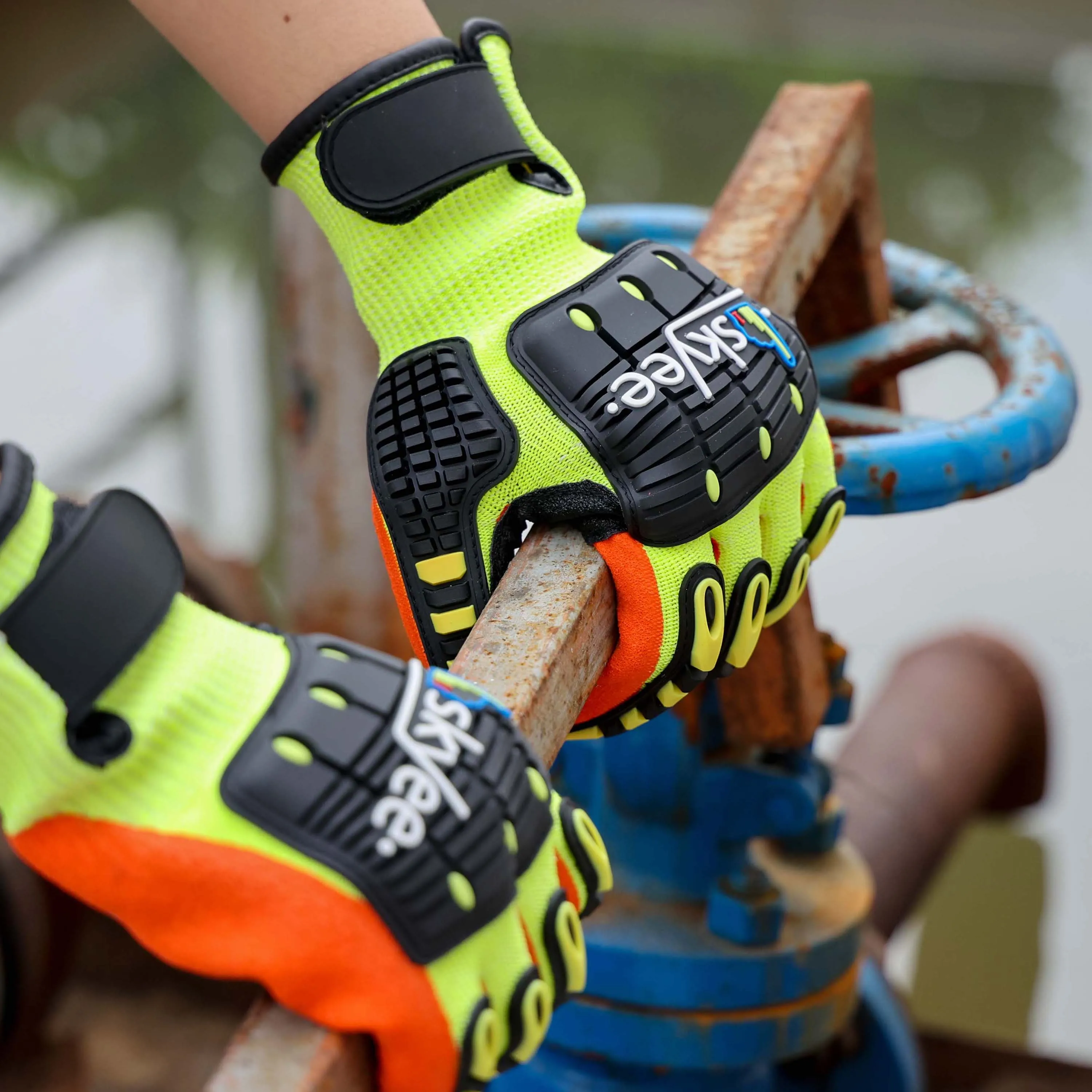 SKYEE popular nitrile rubber cotton stainless anti impact working cut resistant construction gloves for fabrication