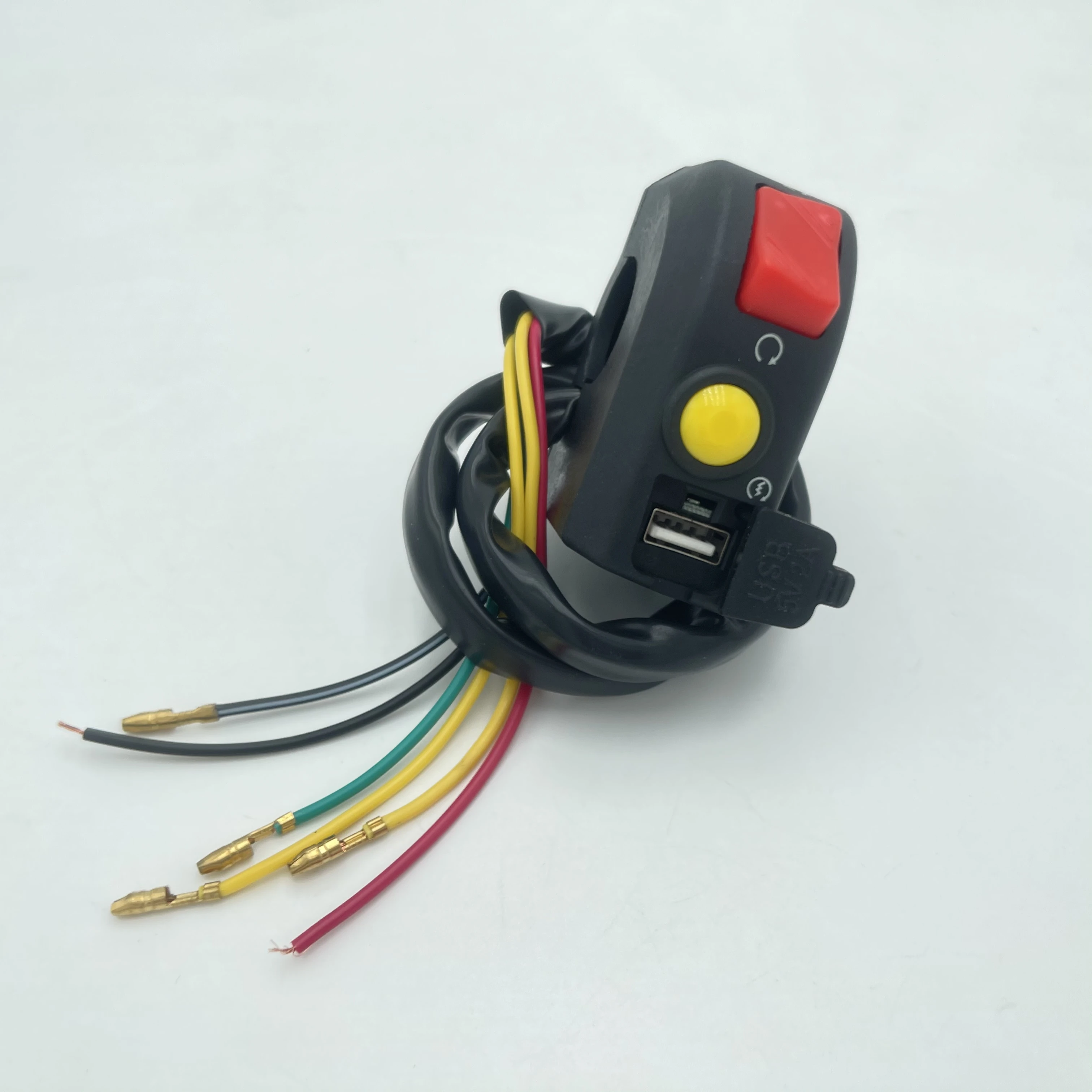 Motorcycle Switch Handlebar Electric Starter Start & Stop Atv On/off Button Flameout With 4 Wire Connection