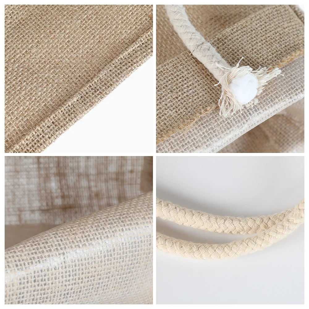 Natural environment-friendly jute beach tote black burlap bag with custom printed logo