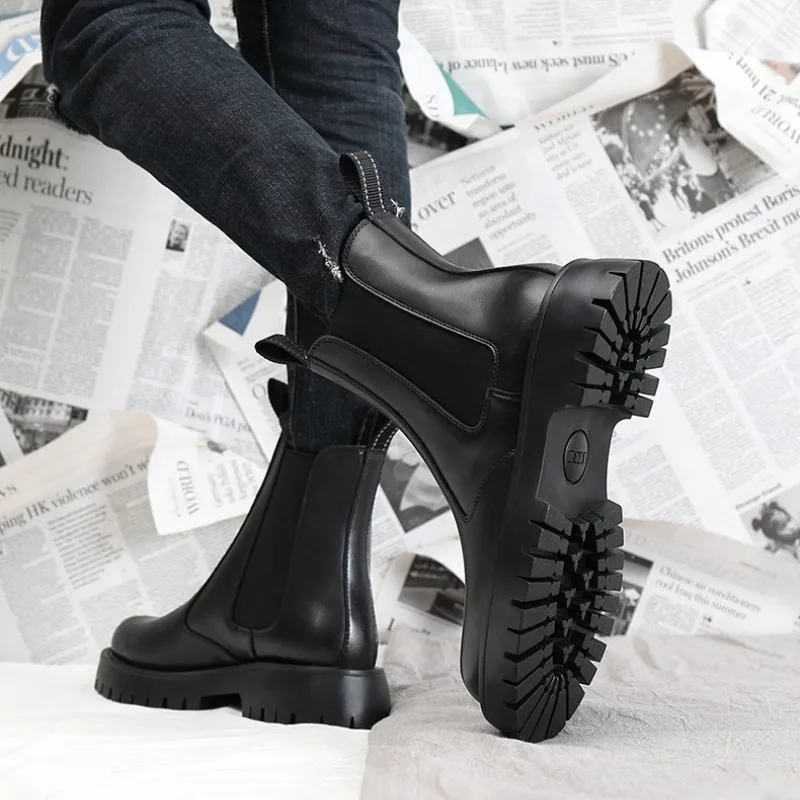 Dropshipping Custom Logo New Arrival Chelsea Boots for Men Casual Genuine Leather Boots