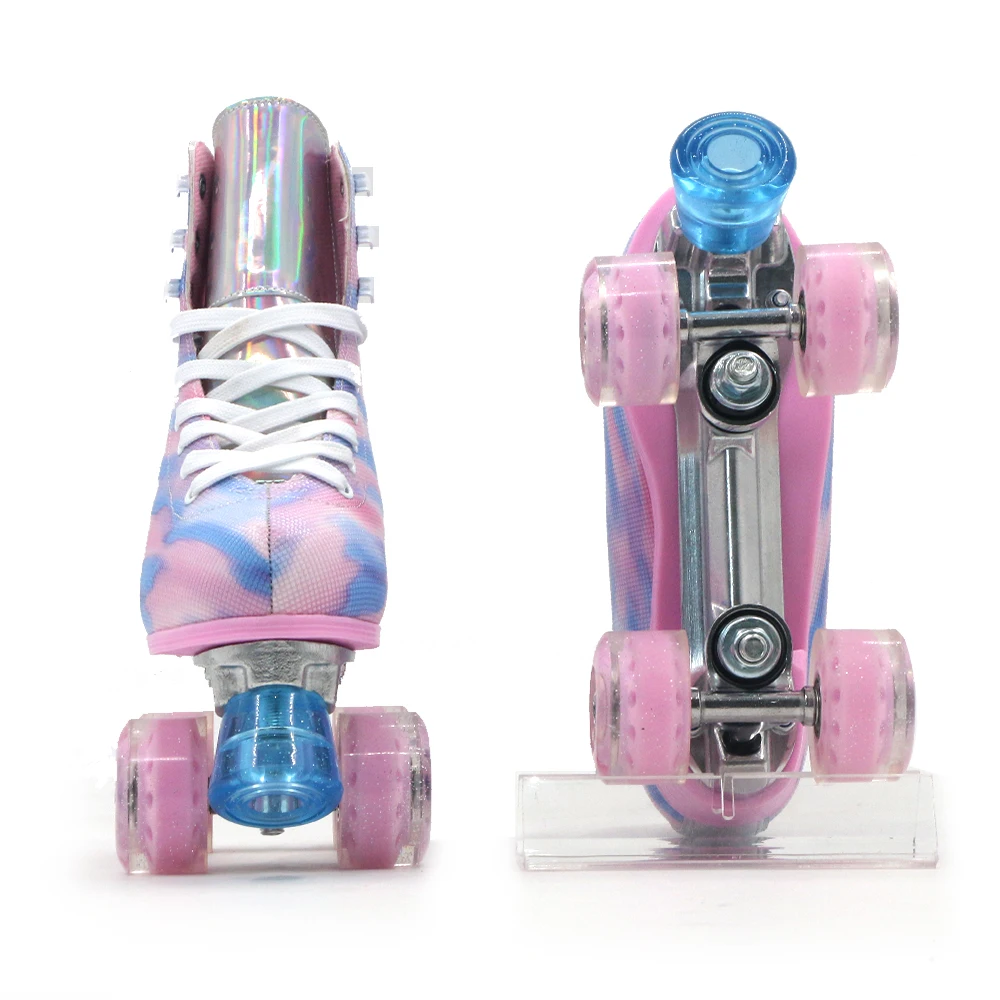 Newest Quad Wheels Deformation Retractable Rollers Double-row Kids 4 PU Wheel Skates Youth Deformed Kick Out Roller Skate Shoes