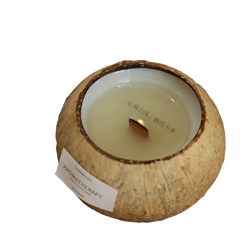High Quality Coconut Shell Scented Candle Unique Home Decor Gift Creative Bowl Design for Christmas Silver Metal Candle Making