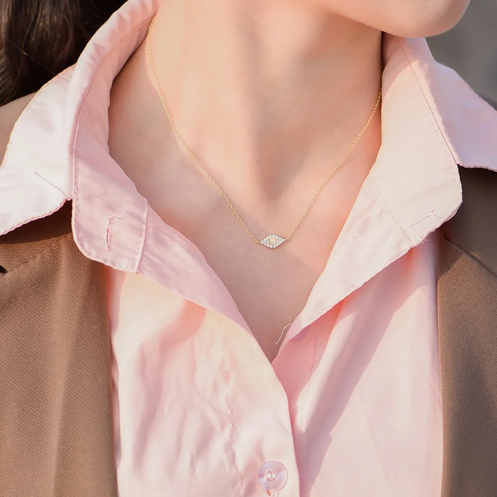 Woman Luxury Fashion Opal Choker Necklace Gold Plated Eyes Necklace for Birthday Gifts