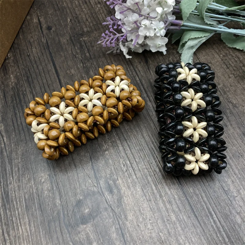 Fine Bracelet Natural Wooden Bead Elastic Bracelets Bohemia Jewelry Beach Travel Cotton Hemp Bracelet for women