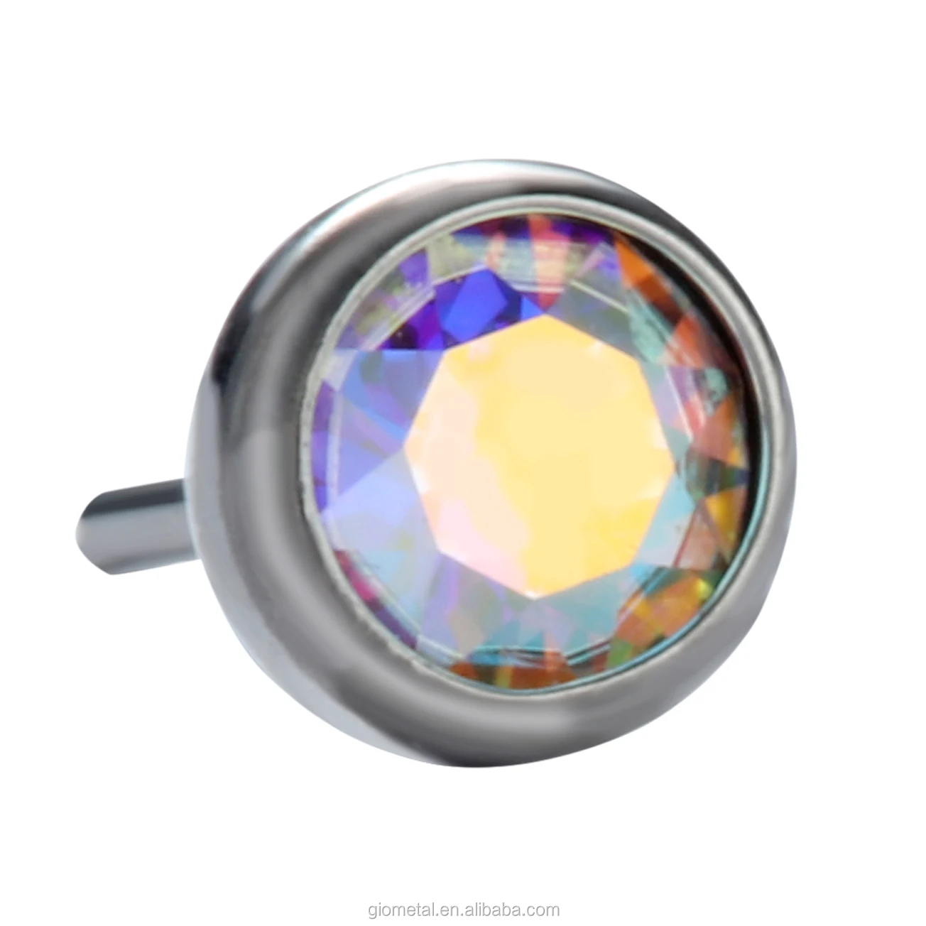 Giometal ASTM F136 Titanium piercing Disc Bezel Set End Tragus Helix conch labret Daith Threadless Body Jewelry Wholesale