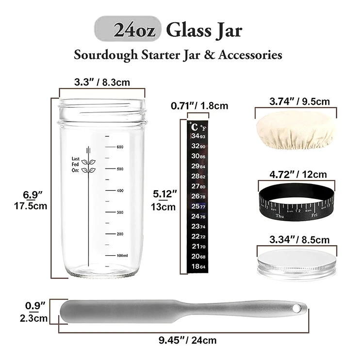 sourdough starter jar sourdough starter kit 35 oz sourdough jar wide mouth container kit for bread baking