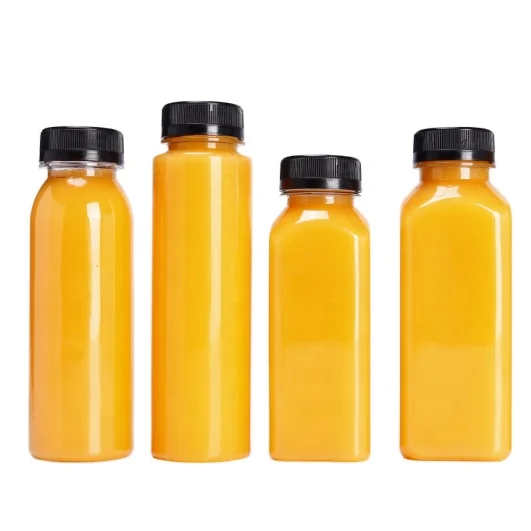 Custom Private Label 16 oz Empty BPA Free PET Plastic Beverage Juice Smoothie Water Bottles with Cap