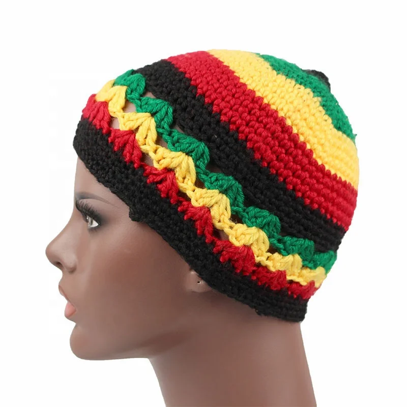 Unisex Men Knitted Reggae Hat Handmade Hat Winter Warm Acrylic Hat