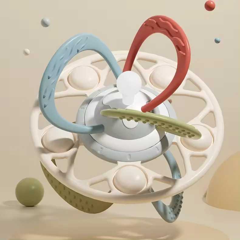 Children Silicone Toy grab catch ball teether musical baby hand shake rattle toy Baby Hold Bite Solid Pendant Training toys