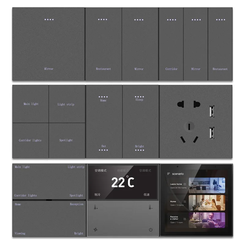 TianLai M62-4K-ZTAL Tuya Smart Zigbee Switch China Wholesale Electronic Wall Switch