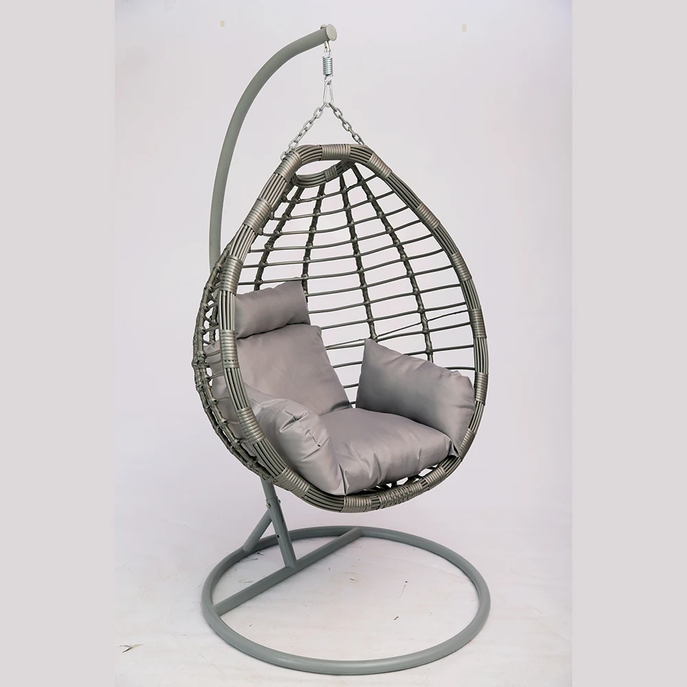 Hot Selling Design Style Modern  Outdoor Furniture Balcony Rattan Egg Pod Hanging Cushion Chair Patio Swing Egg Chair With Stand