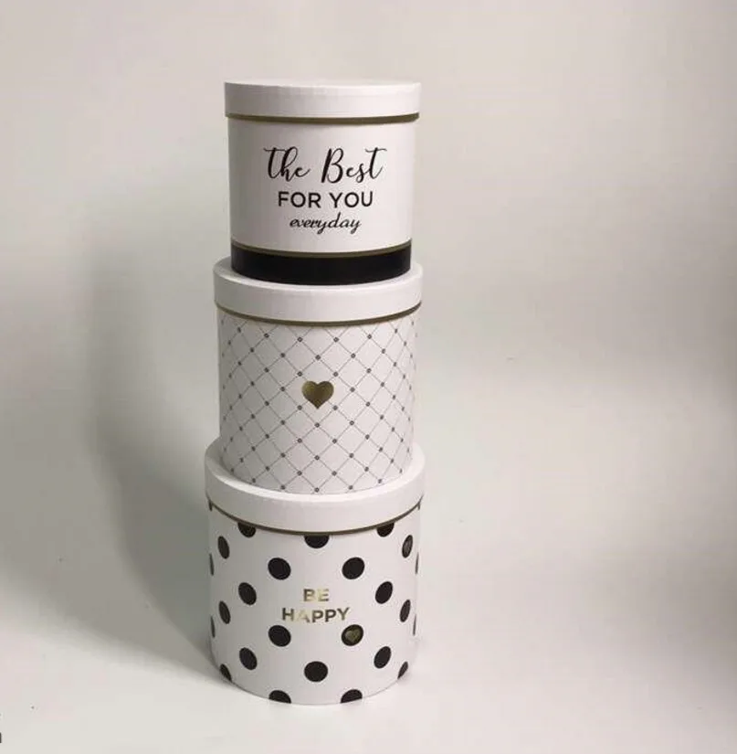 Wholesale round box for flowers/roses box packaging flower small MOQ 3boxes/set