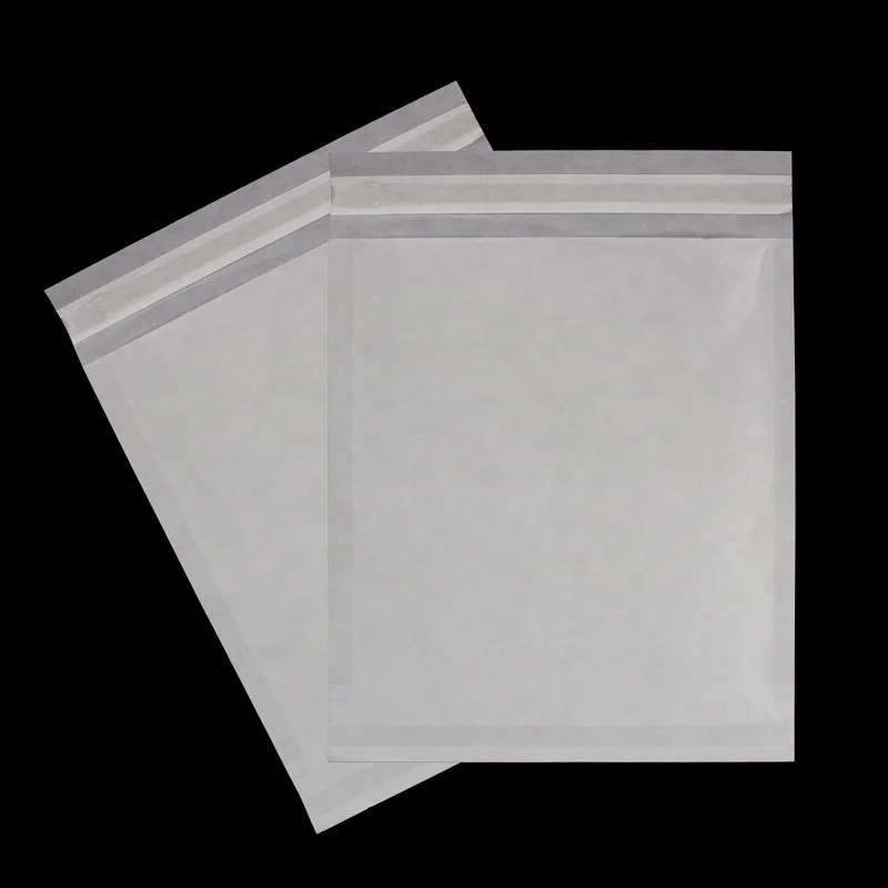 Self-adhesive semi-transparent translucent paper bag eco friendly wax butter glassine paper bag for clothing