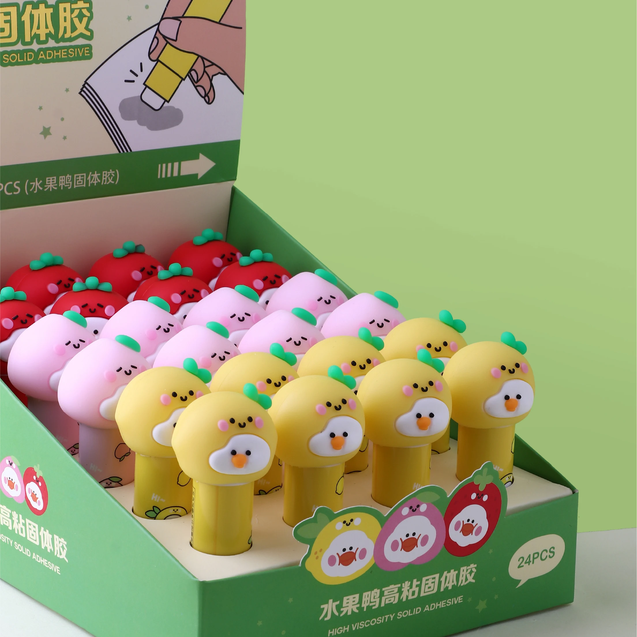 Wholesale cute cartoon modelling solid stick for animal office supplies solid flat creative stationery pink glue stick