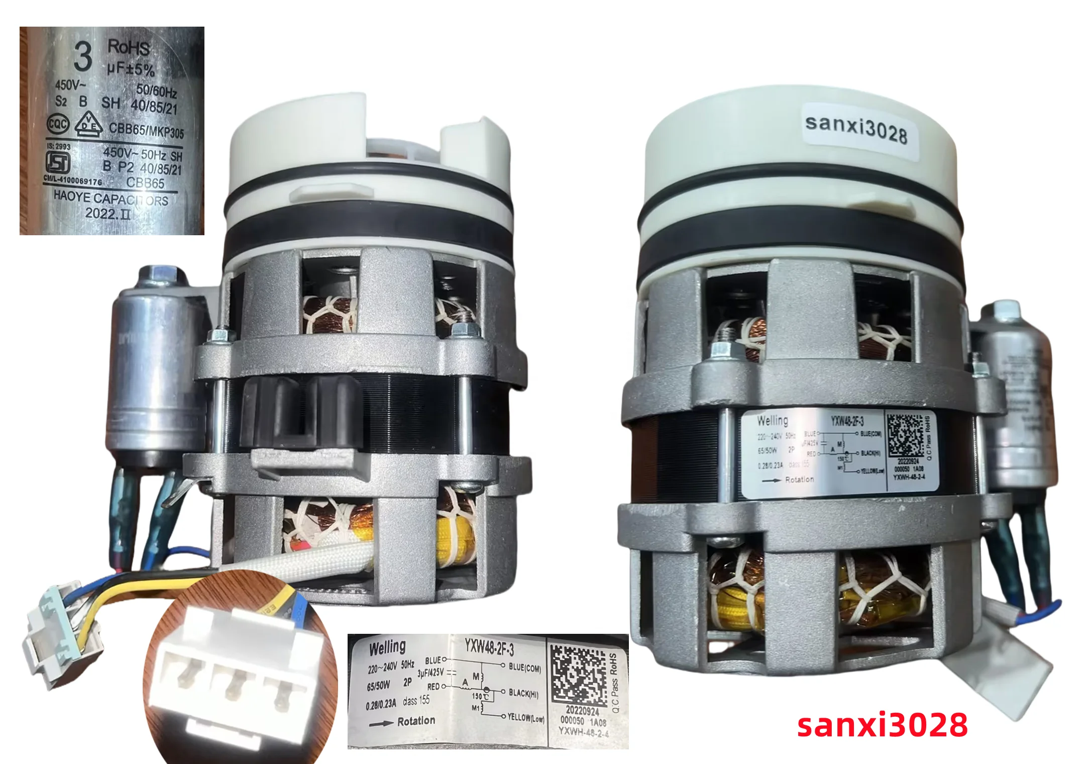 Welling  YXW48-2F-3  Circulation pump for Samsung DD82-01160A dishwasher, Gorenje, Hansa, Korting