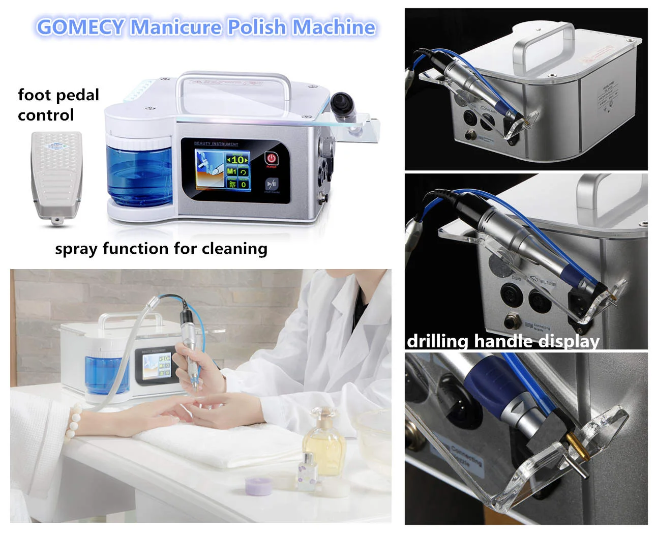 GOMECY  electric manicure pedicure nail drill water pedicure drill spa nail polisher 40000 RPM pedicure device