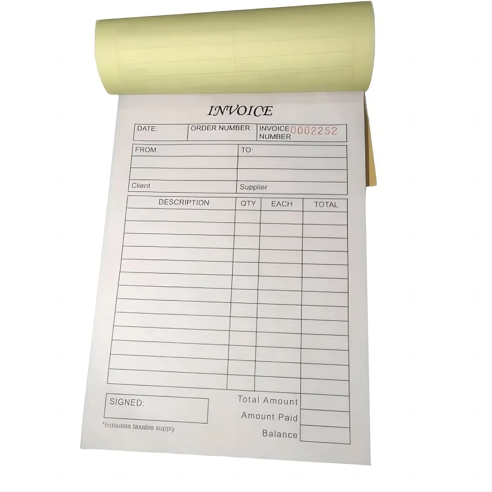 Custom Bill Book Invoice Printing Carbonless Receipt Book Carbonless Computer Form Paper