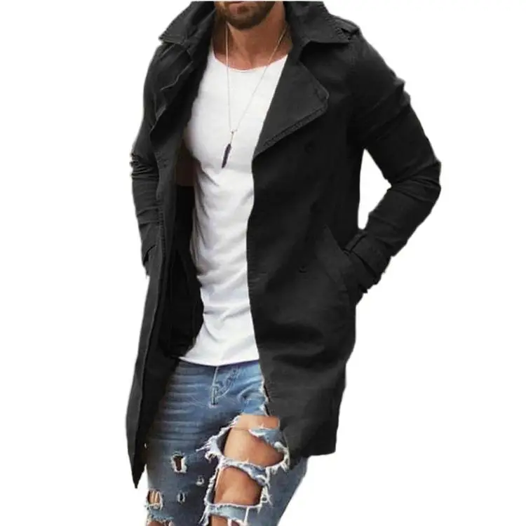 Wholesale Spring The New Coat Men Slim Fit Plus Size Trench Coat Casual Jackets