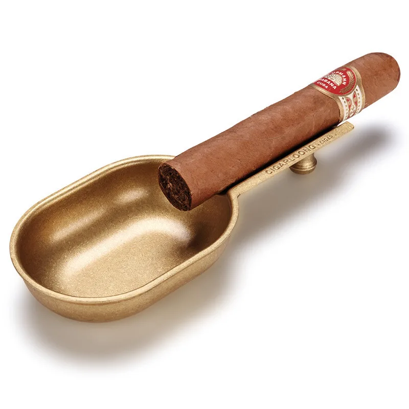CIGARLOONG Small Size Ashtray Custom Logo Pocket Ashtray Metal Desktop Round Shape Zinc Alloy Single Cigar Ashtray
