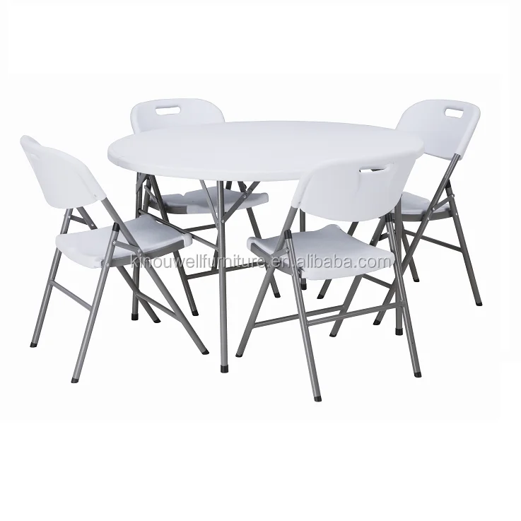 Дешевая цена пластиковый складной круглый банкетный стол и стул 4ft