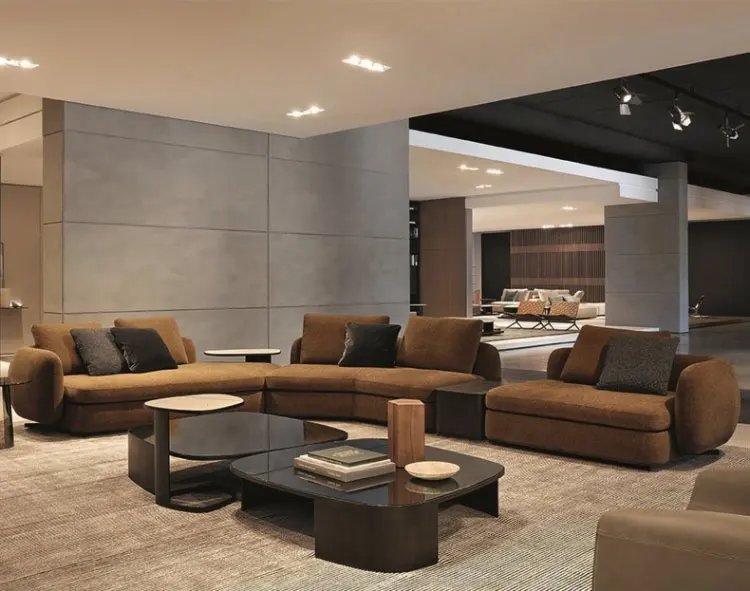 Hight End Italian Living Room Curved Sofas Sectional Fabric Sofa Sitting Height 42cm Sofa