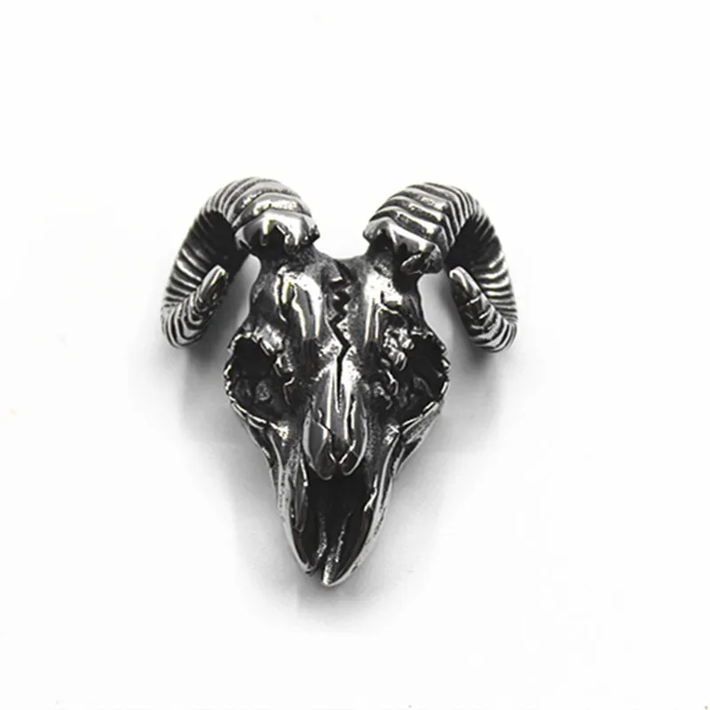 Unisex Stainless Steel Gothic Pendant with Demon Satan Baphomet Goat Head Skull Silver Plated for Gift or Party