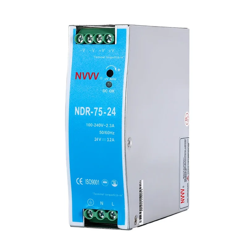 24v dc power supply din rail Slim Type DIN Rail Industrial AC-DC Ac Lab Power Supply NDR-75-24