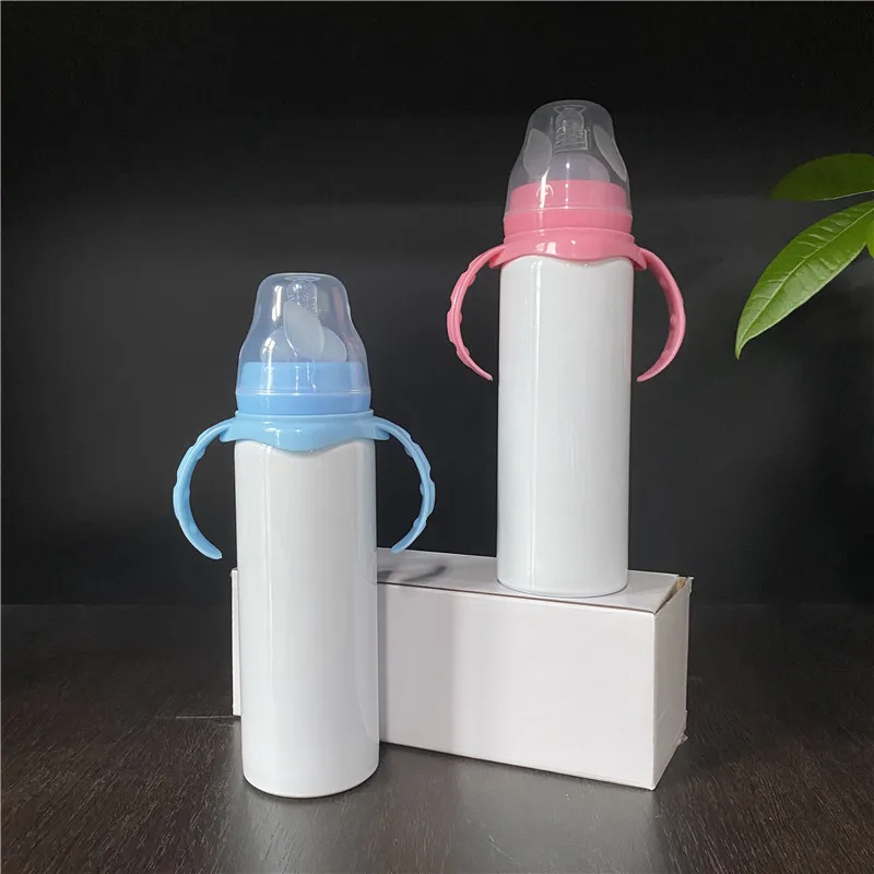 8oz 240ml Toddler DIY White Blanks Sublimation Vacuum Insulated Double Walled Stainless Steel Baby Bottle for DIY Printing