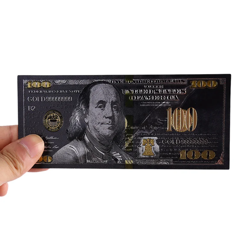 custom black USA 100dollar bills waterproof  US dollars black gold foil plastic collection gift sets USA banknotes