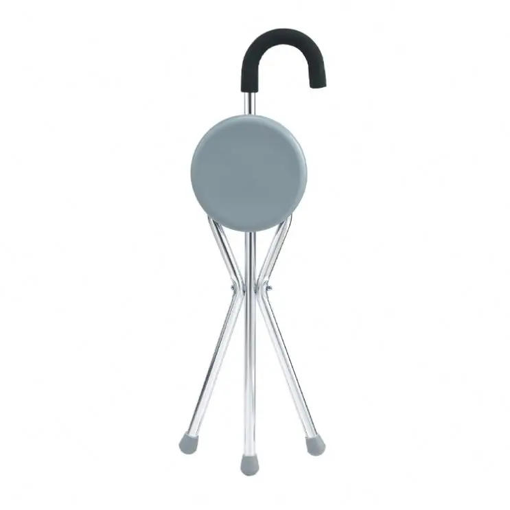 Folding Aluminum Alloy Walking Stick Chair Telescopic Folding Poles Tripod Walking Stick for Bathroom